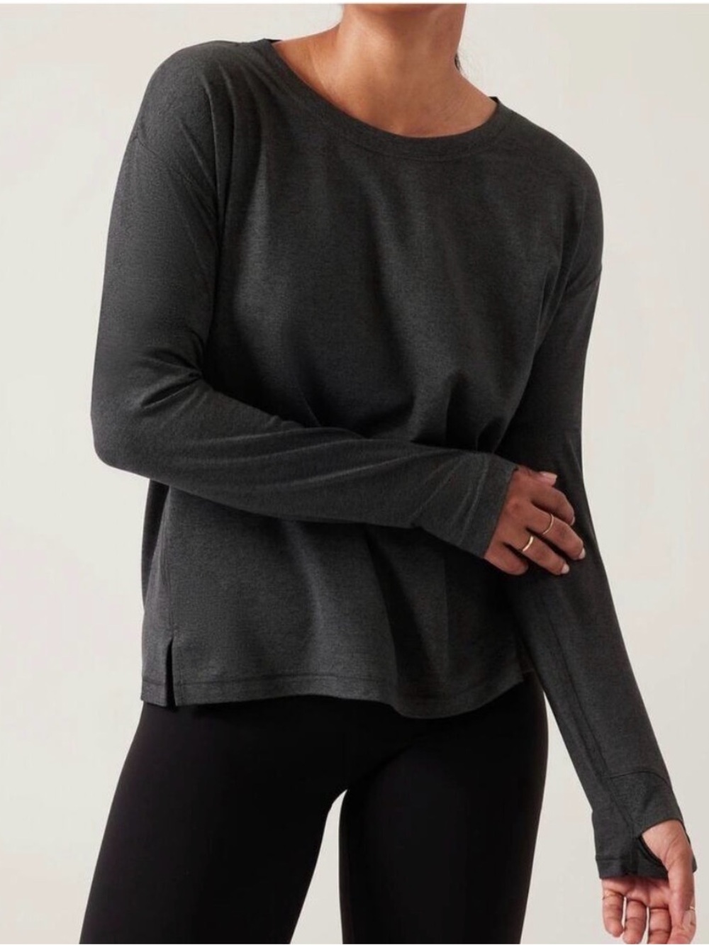 Athleta Dark Charcoal Long Sleeve Crew Top